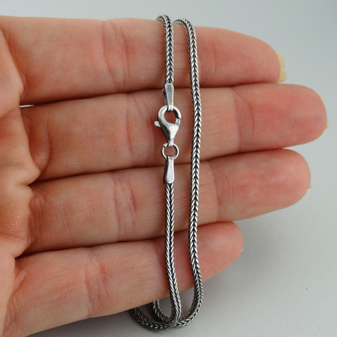 1.5mm Oxidized Square Foxtail Chain - 925 Sterling Silver