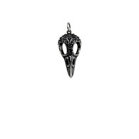 Raven Skull Charm with Scroll Carving