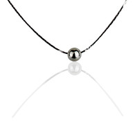 Rhodium Plated Necklace with Polished Bead 16"