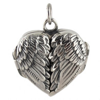 Angel Wings Heart Locket - 925 Sterling Silver - Love Memorial Pendant