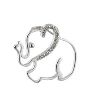 Elephant Outline Pendant - 925 Sterling Silver, CZ