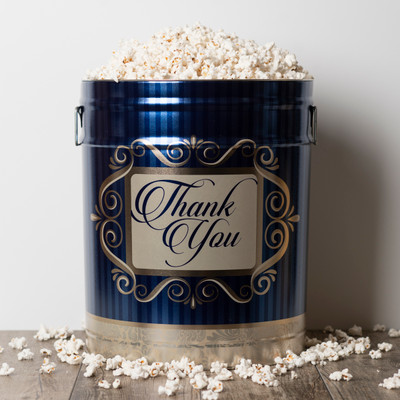 Gold & Blue Thank You Popcorn Tins Gold & Blue Thank You Popcorn Tins