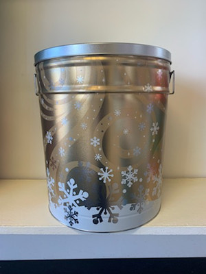 Swirling Snow Silver Popcorn Tins