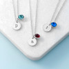 Personalised Monogram Silver Birthstone Crystal and Disc