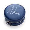 Personalised Navy Blue Round Jewellery Case