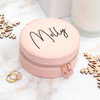 Personalised Blush Pink Round Jewellery Case