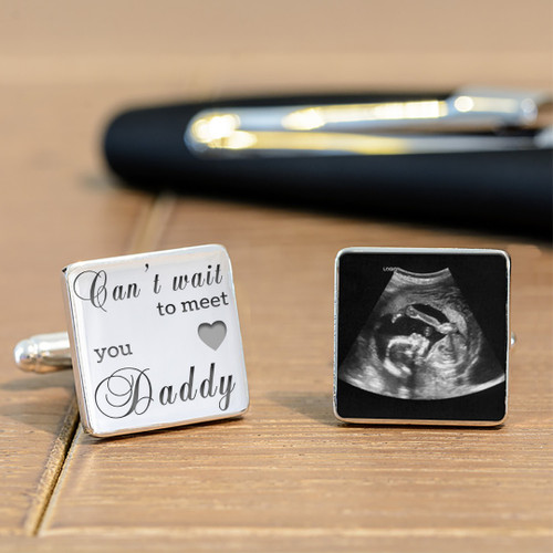 Personalised Can't Wait To Meet You Daddy Baby Scan Cufflinks