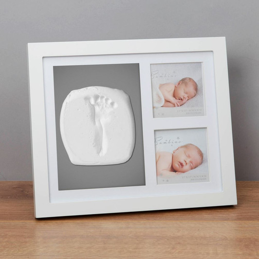 New Baby Double Photo Frame & Clay Hand or Foot Print Kit - 3.5'' X 3.5''
