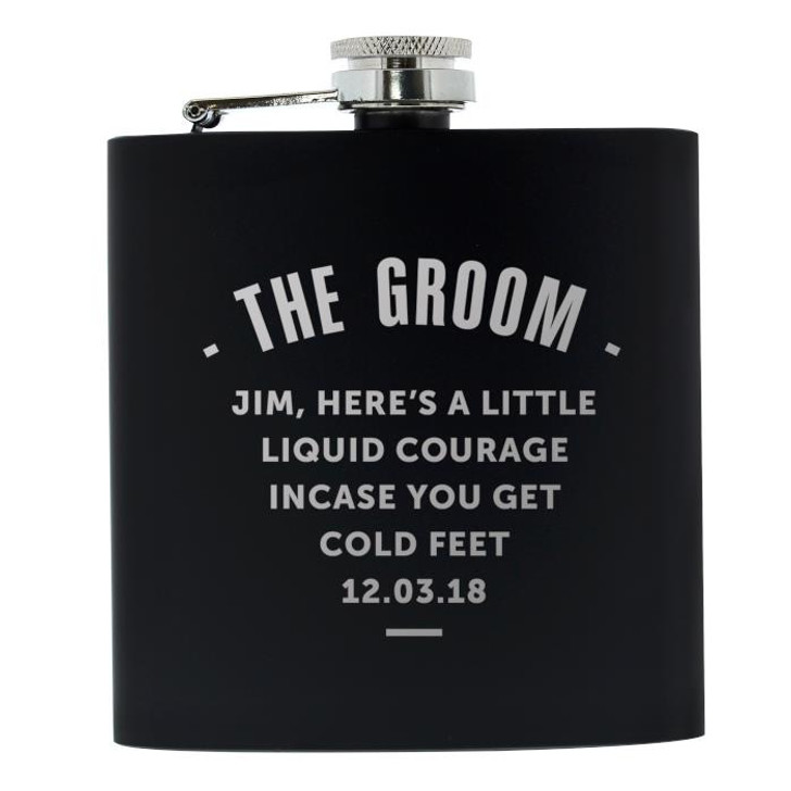 Personalised Luxury Any Message Black Hip Flask