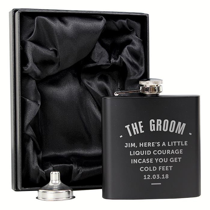 Personalised Luxury Any Message Black Hip Flask