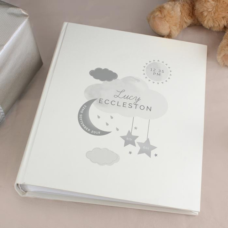 Personalised New Baby Moon & Stars Album with Sleeves