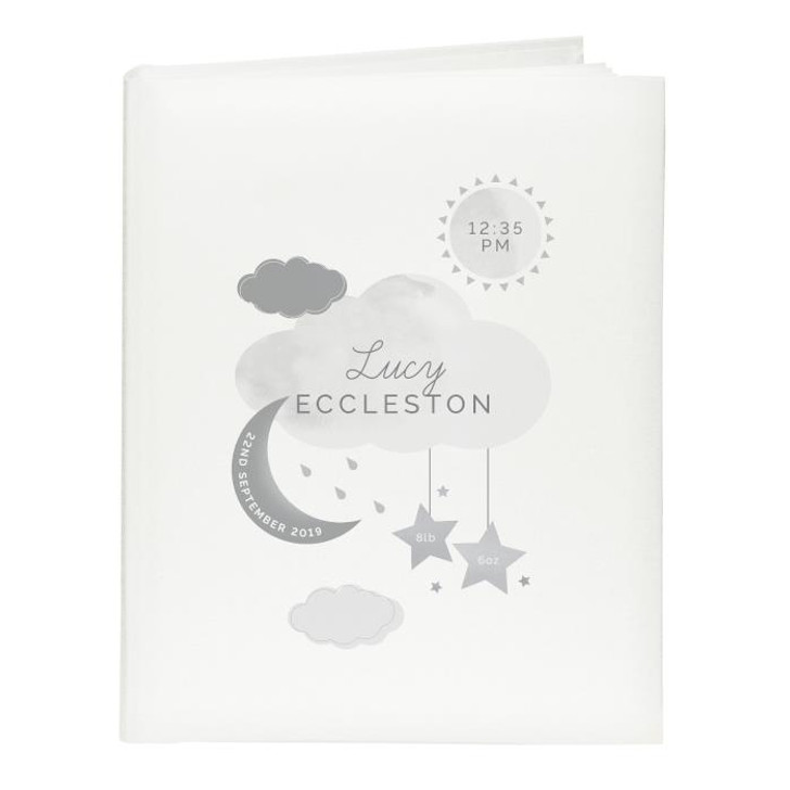 Personalised New Baby Moon & Stars Album with Sleeves