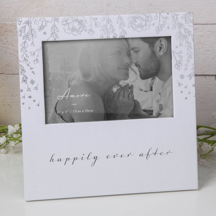 Happily Ever After Frame  Foil Floral Embossed Wedding Photo Frame