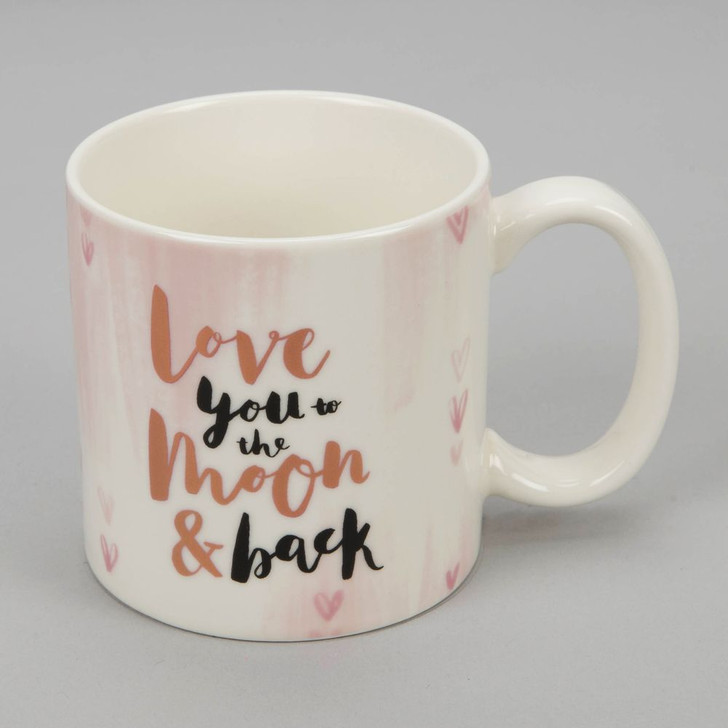 Love You To The Moon & Back Ceramic Mug With Rose Gold