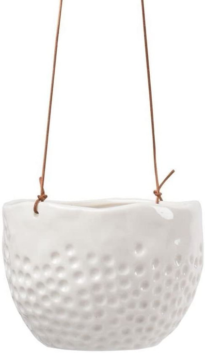 Burgon & Ball Ceramic Hanging Pot with Dimpled Surface & Leather Cord