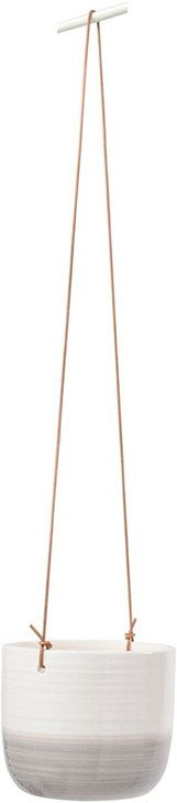 Burgon & Ball Glazed Hanging House Plant Pot in Ripple Design Grey & White