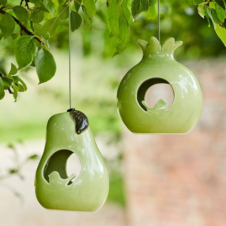 Burgon & Ball Ceramic Hanging Garden Pear Fat Ball Small Bird Feeder