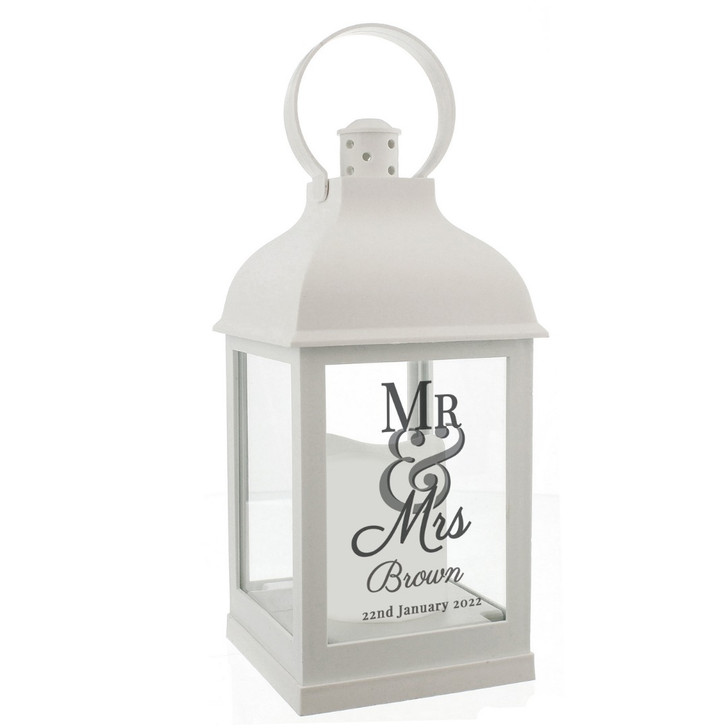Personalised Mr & Mrs White Lantern