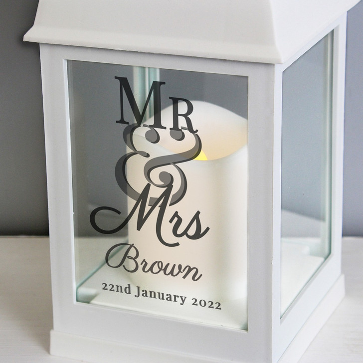 Personalised Mr & Mrs White Lantern