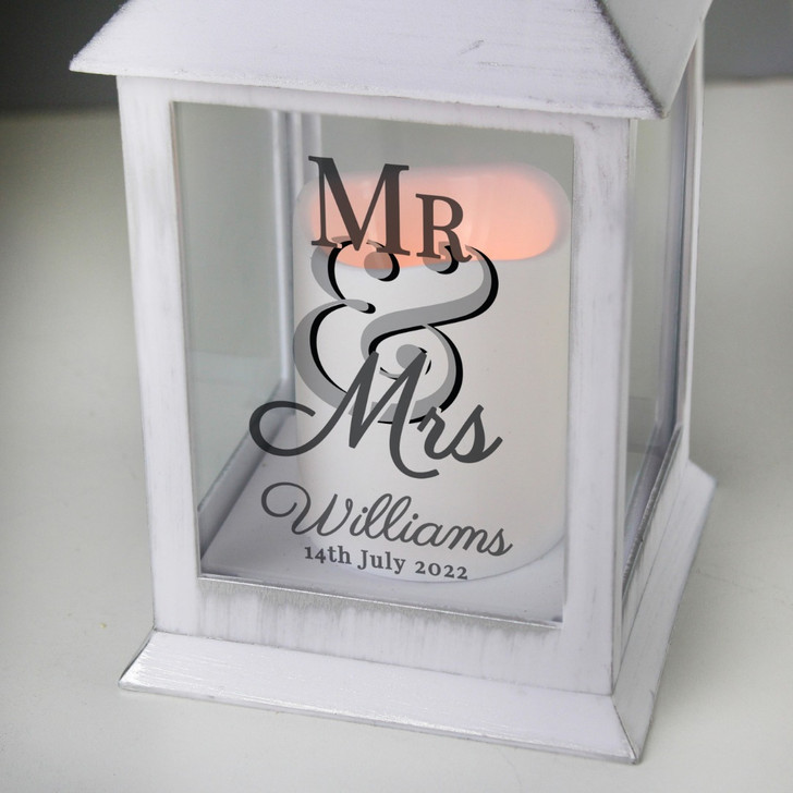 Personalised Mr & Mrs White Lantern