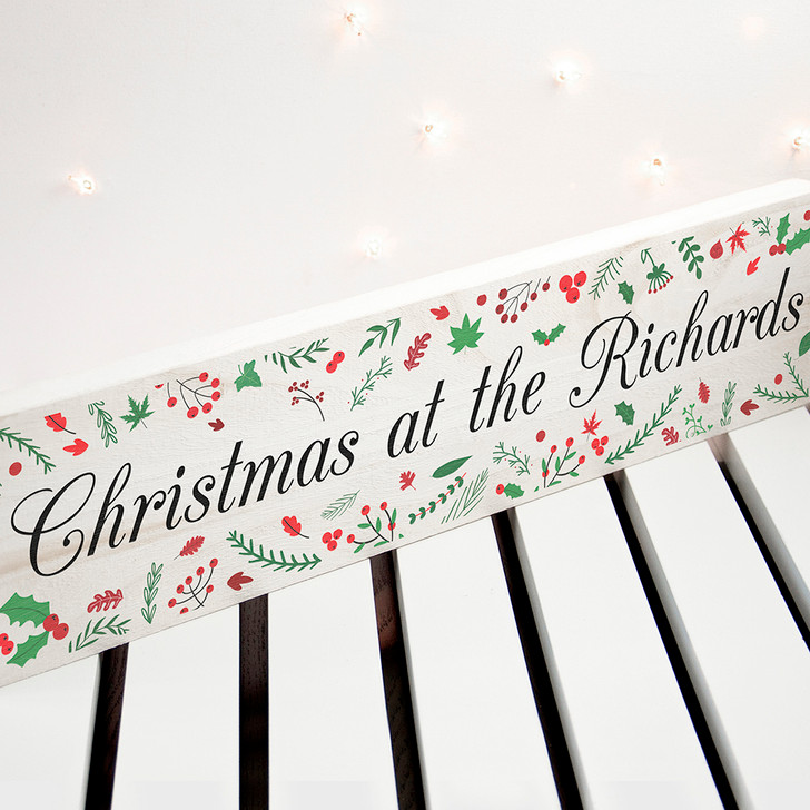 Personalised Holly Festive Christmas Mantle Piece Decoration