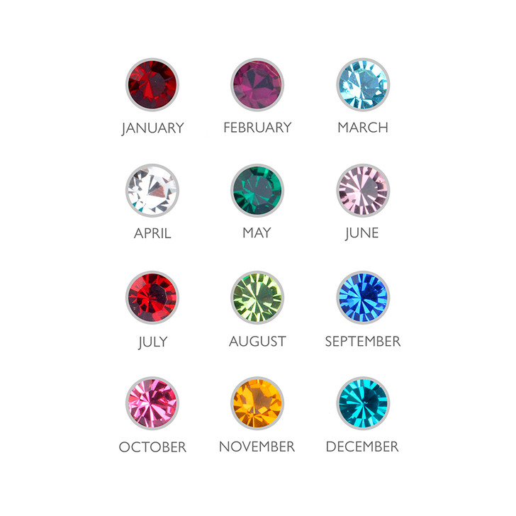 Personalised Monogram Silver Birthstone Crystal and Disc