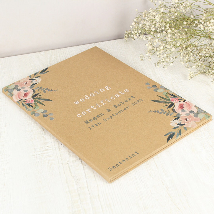 Personalised Rustic Card Wedding Certificate Display Book