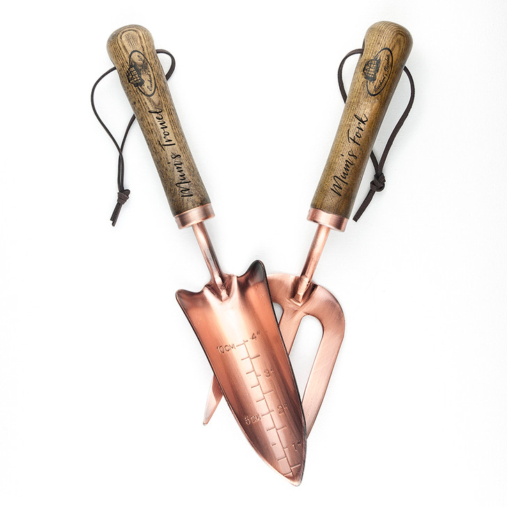 Personalised Luxe Copper Trowel & Fork Gift Set