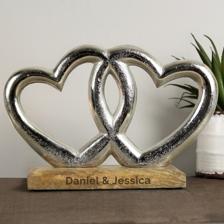 Personalised Couples Double Heart Ornament