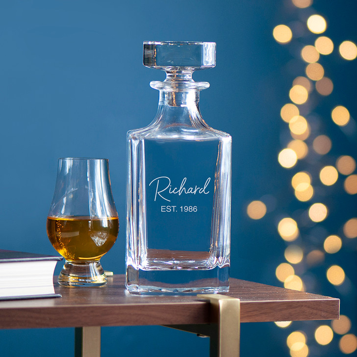 Personalised Classic Signature Glass Whiskey Decanter