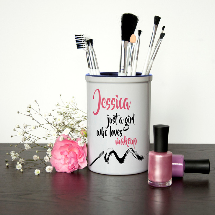 Just A Girl Who Loves Make Up Personalised Brush Holder 