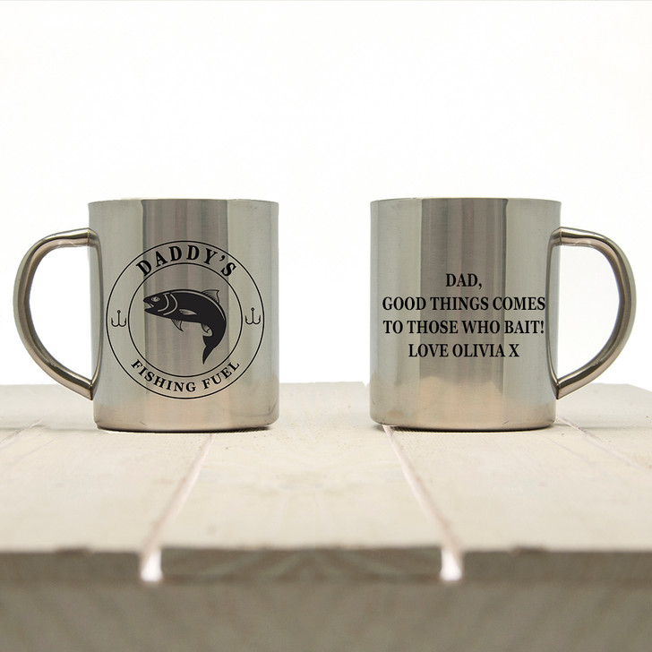 Personalised Stainless Steel Fishing Fuel Outdoor Fishing Mug 