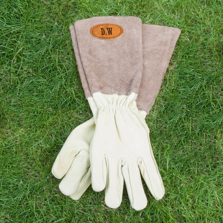 Personalised Brown Luxury Leather Gardening Gloves