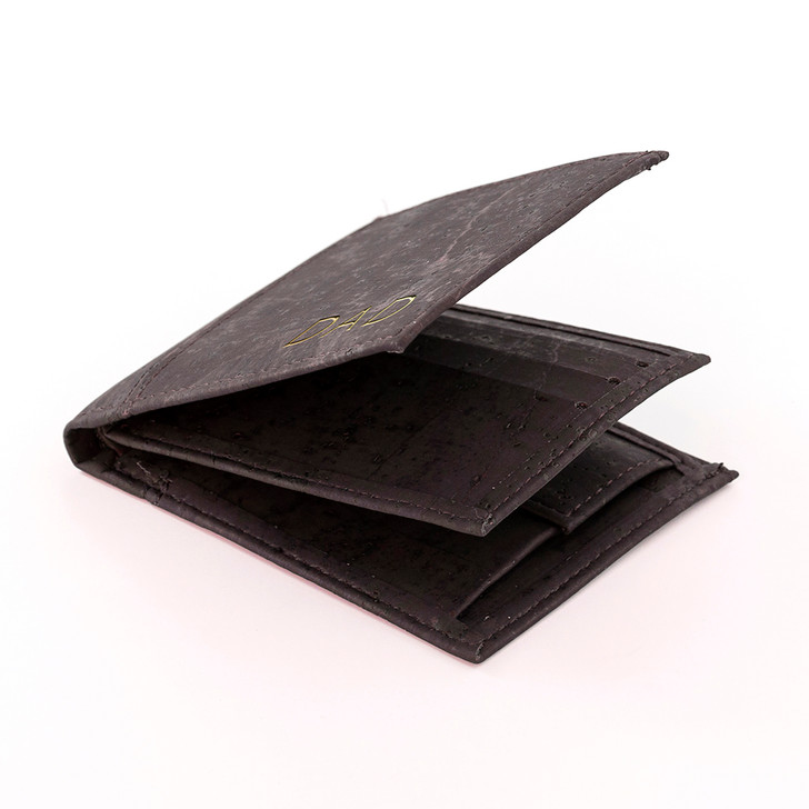 Personalised Dark Brown Vegan Leather Cork Wallet