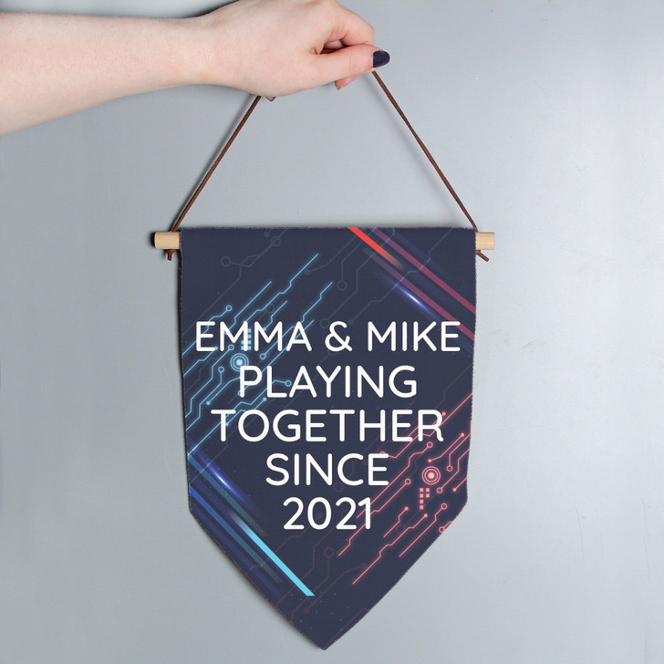 Personalised Gaming Hanging Banner Eat Sleep Game Repeat