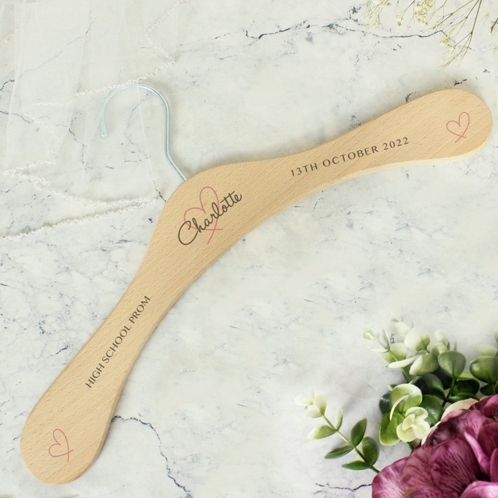 Personalised Wedding Dress Heart Wooden Hanger