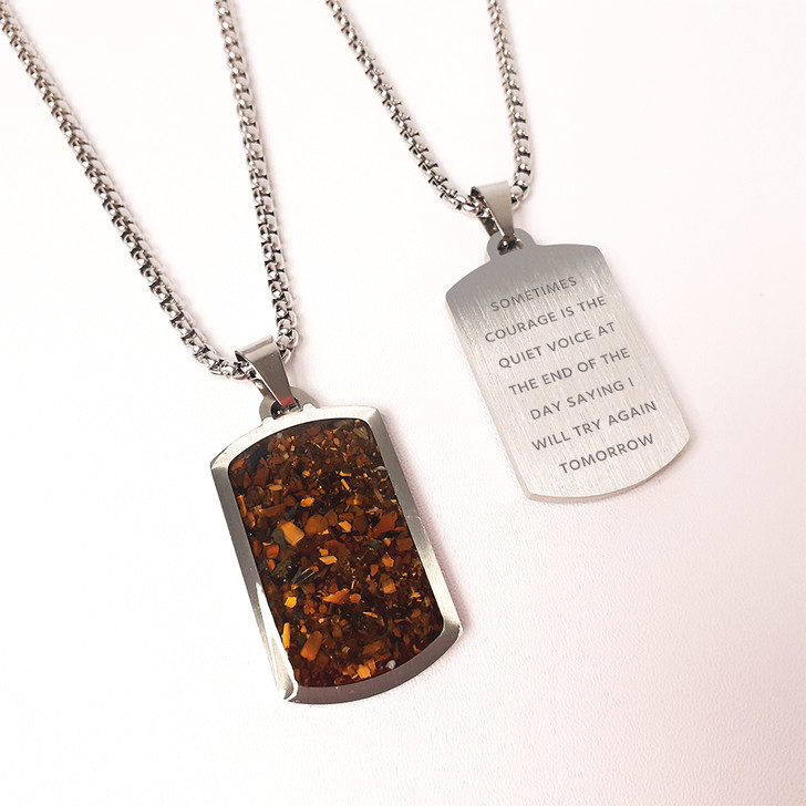 Personalised Men's Tiger's Eye Dog Tag Necklace 