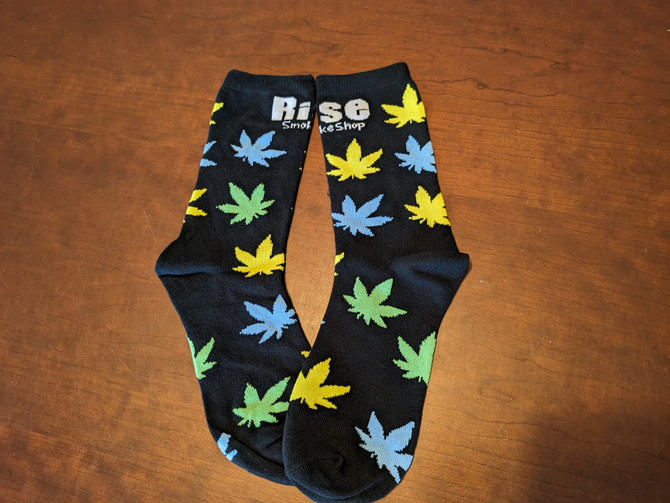 Rise Smoke Shop Logo W/ Leaf Design Socks - One Size - #12393