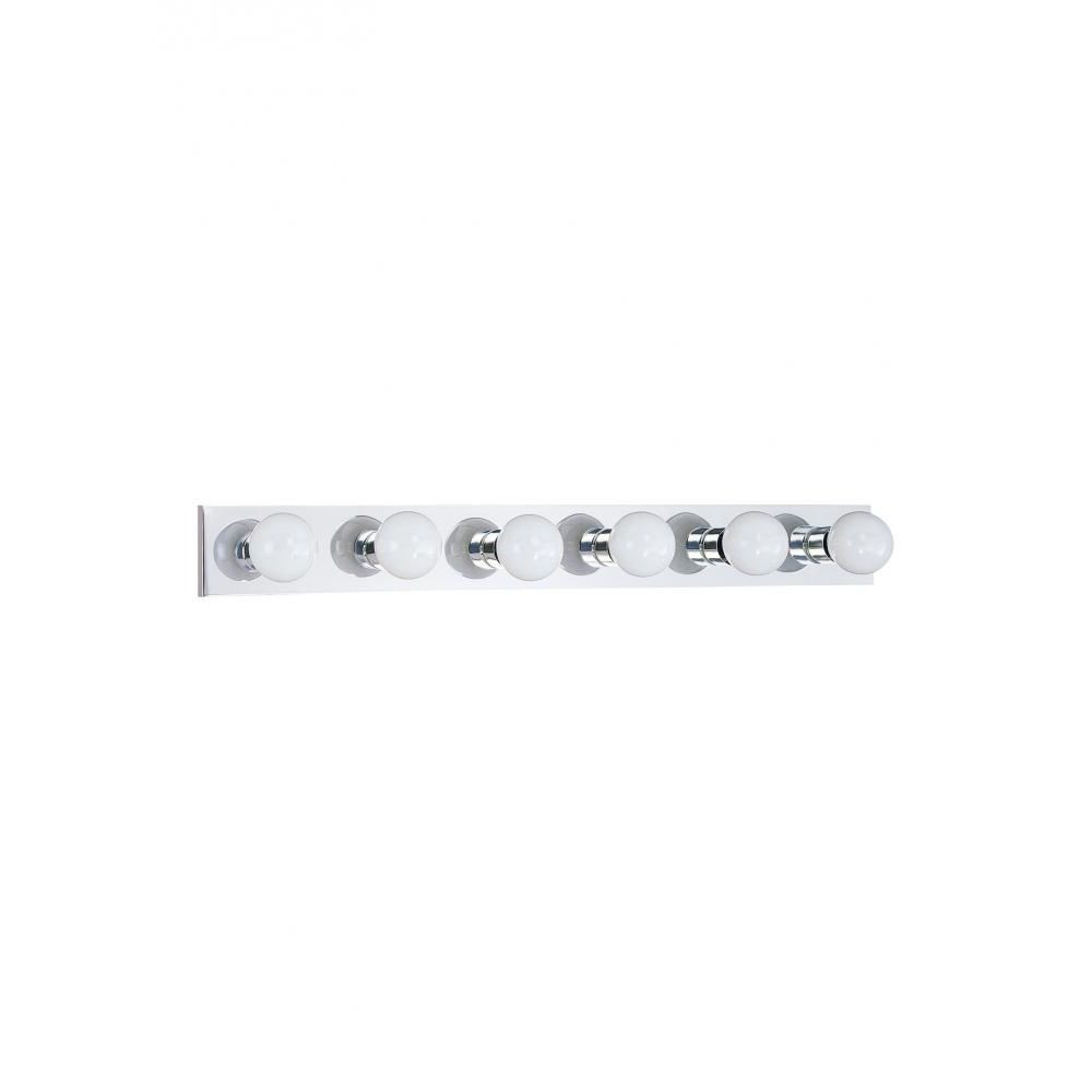 Six Light Vanity Bath Bar Fixture In Brushed Stainless With Made Of Steel-Size W36 H4 1/4 E2 1/4-Bathroom Lighting - 73-BEL-1001772
