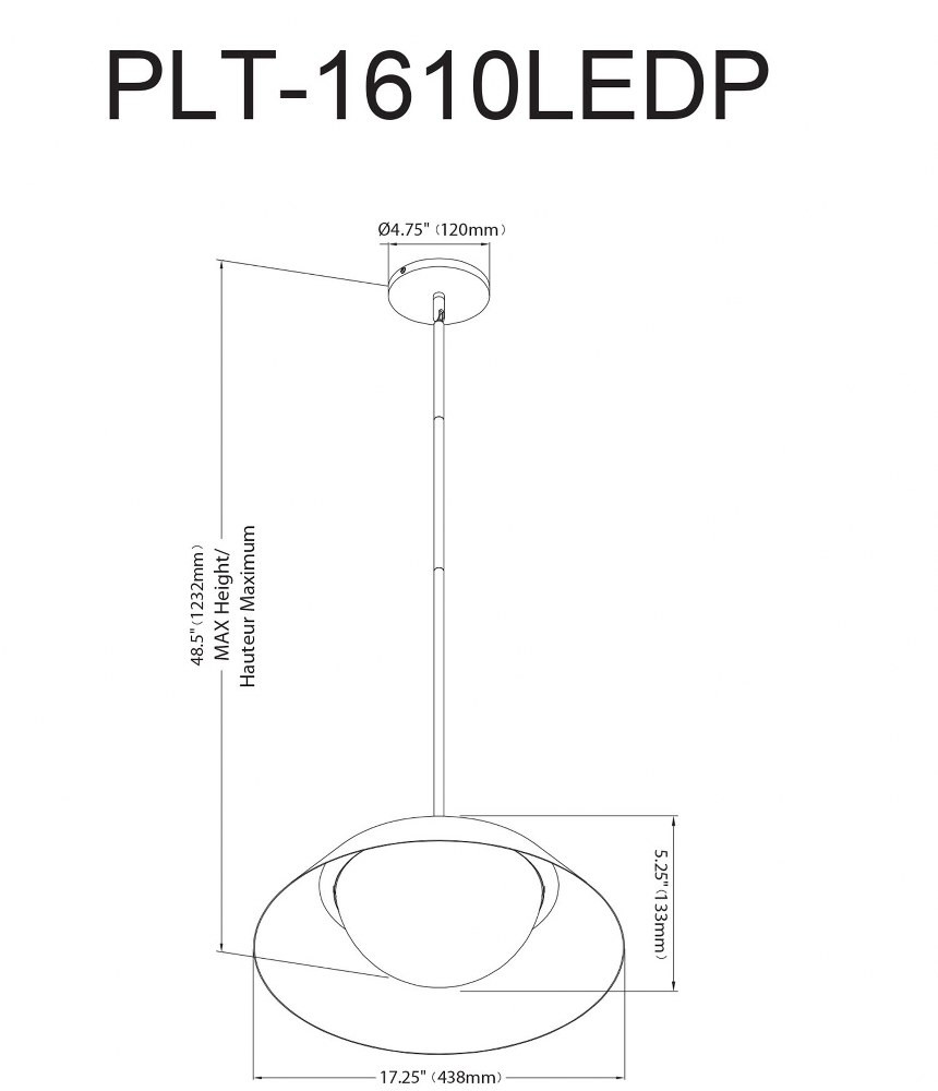 PLT-1610LEDP-MB | dimension