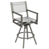 Palm Coast 46 Inch Sling Swivel Bar Stool with Arms by Woodard - 570468