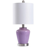1 Light Table Lamp with White Linen Drum Shaped Shade by Stylecraft - L11083DSL