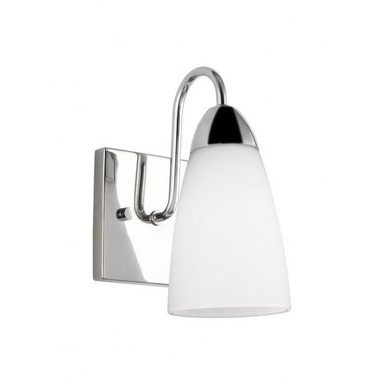 1 Light Steel Wall Sconce with Cone Etched/White Glass-8.5 Inches H by 4.75 Inches W - 73-BEL-2755394