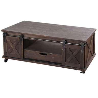 Farmhouse Style 24 Inch 2 Door/1Drawer and Shelf Coffee Table by Stylecraft - AF18541