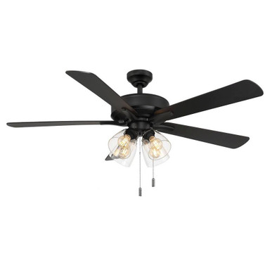Pecos 5 Blade Ceiling Fan with Light Kit 52 Inch Wide by Wind River Fans - WR2024