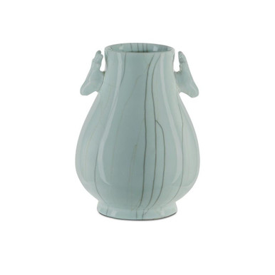 Celadon 9.5 Inch Crackle Deer Heads Vase by Currey Company - 1200-0694