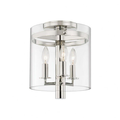 Baxter 3 Light Semi Flush Mount 11.75 x 10 Inch by Hudson Valley - 1303-PN