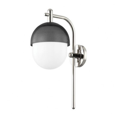 Nyack 1 Light Wall Sconce 19.5 x 9 Inch by Hudson Valley - 6100-PN/BK