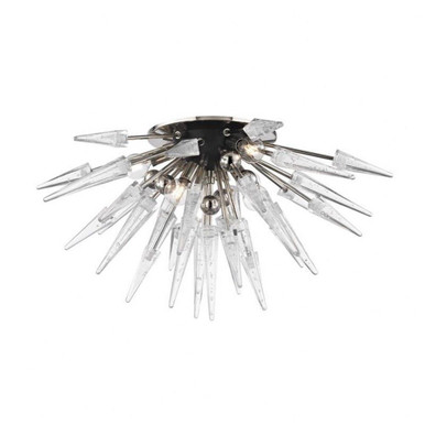 Sparta 6 Light Semi Flush Mount 14.25 x 28 Inch by Hudson Valley - 9028-PN
