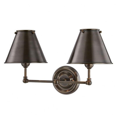 Classic No.1 2 Light Wall Sconce 10.5 x 18.25 Inch  by Hudson Valley  - MDS102-DB-MS